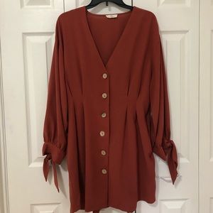 Burnt orange button up dress